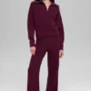Pull en cachemire moelleux à motif gaufré et fermeture à glissière 1/4 - Bordeaux