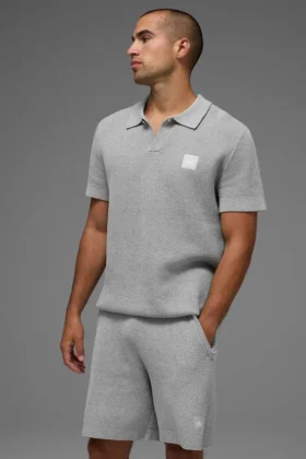 Pull en maille Sports Club – Gris chiné athlétique