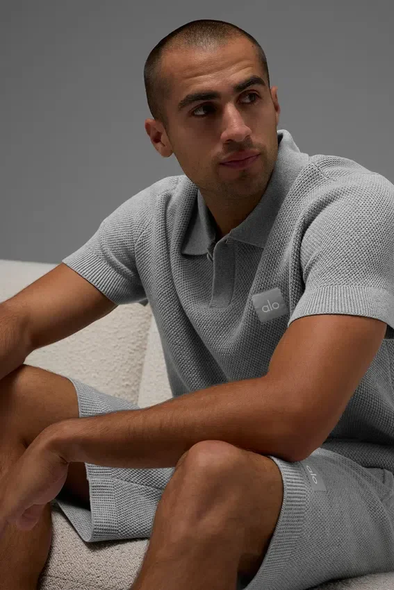 Pull en maille Sports Club – Gris chiné athlétique