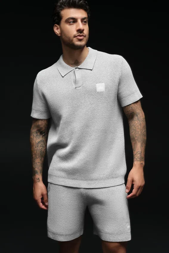 Pull en maille Sports Club – Gris chiné athlétique