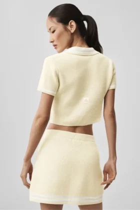 Pull en maille « Tennis Club » – Avoine/Blanc