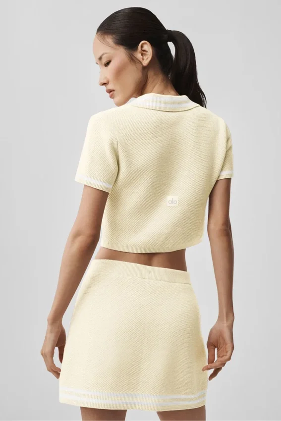 Pull en maille « Tennis Club » - Avoine/Blanc