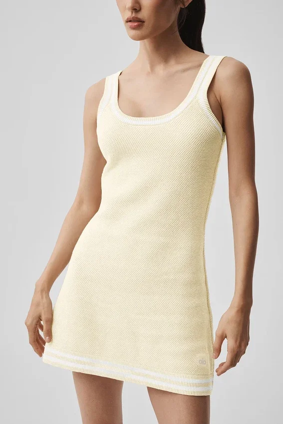 Pull en maille « Tennis Club » - Avoine/Blanc