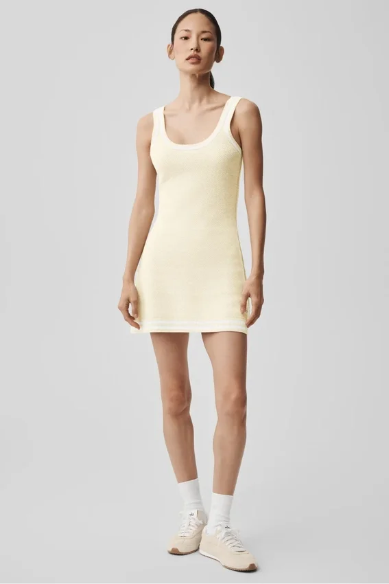 Pull en maille « Tennis Club » - Avoine/Blanc