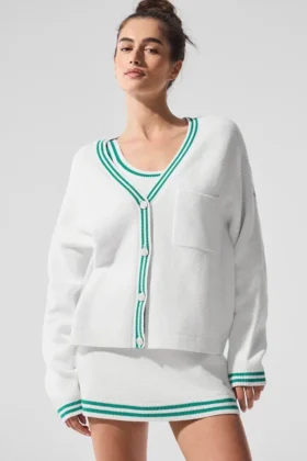 Pull en maille « Tennis Club » - Blanc/Vert sapin