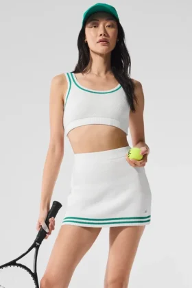 Pull en maille « Tennis Club » - Blanc/Vert sapin