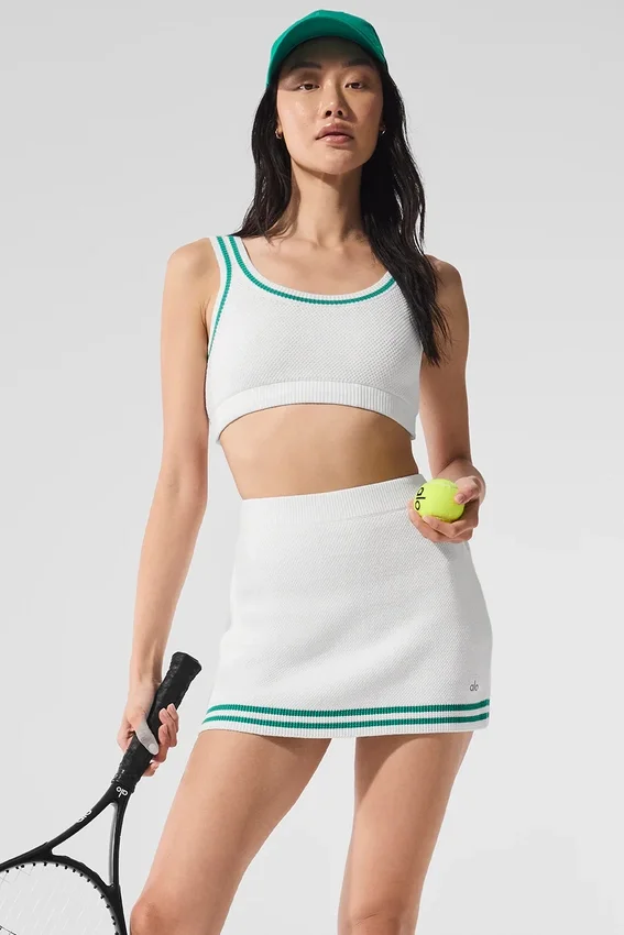 Pull en maille « Tennis Club » - Blanc/Vert sapin