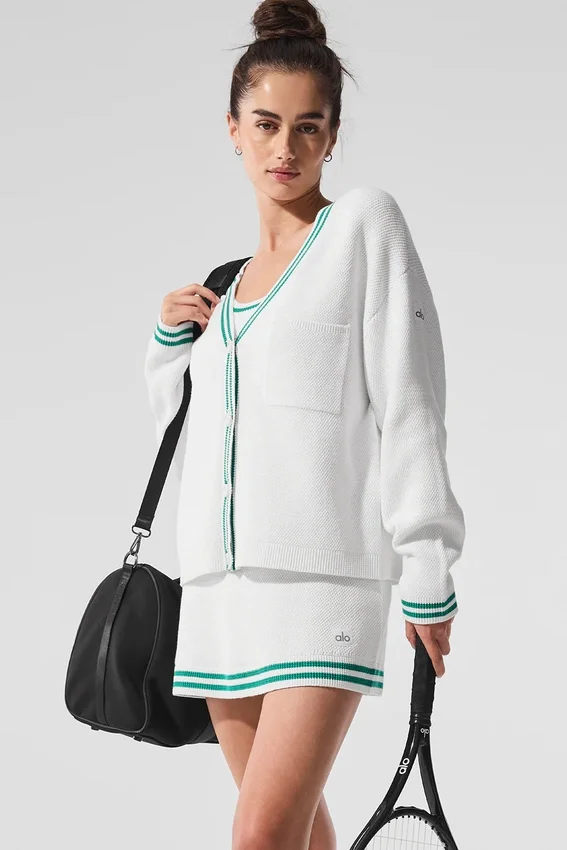 Pull en maille « Tennis Club » - Blanc/Vert sapin