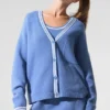 Pull en maille « Tennis Club » - Bleu cristal/Blanc