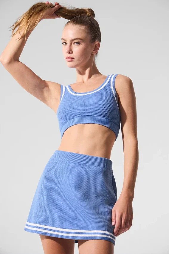 Pull en maille « Tennis Club » - Bleu cristal/Blanc