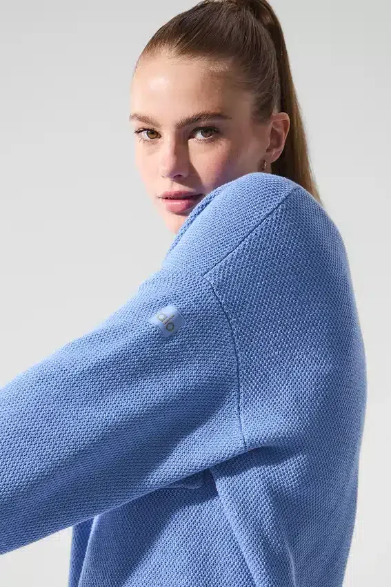Pull en maille « Tennis Club » - Bleu cristal/Blanc