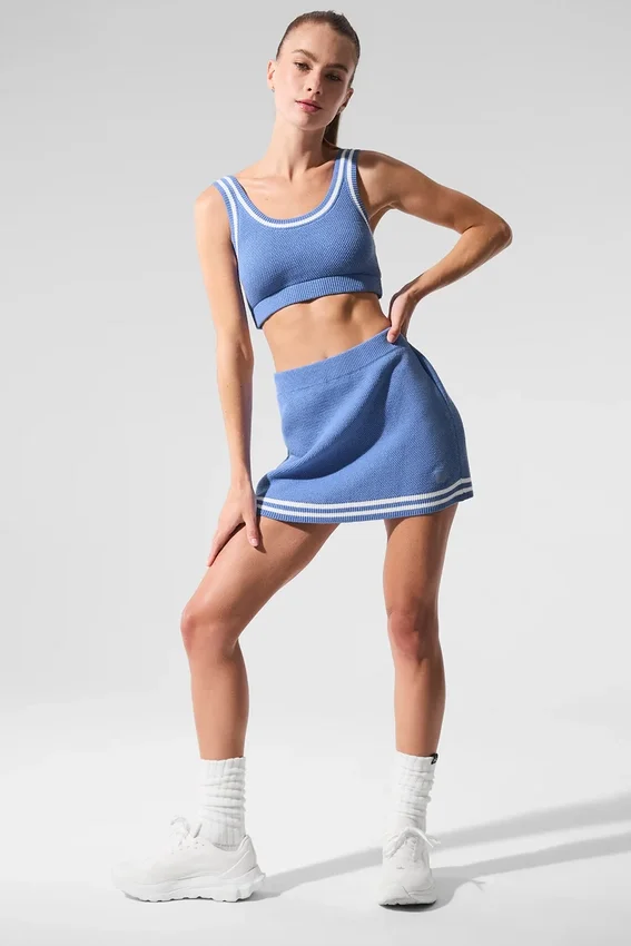 Pull en maille « Tennis Club » - Bleu cristal/Blanc