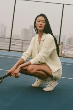 Pull en maille « Tennis Club » - Couleur avoine/blanc