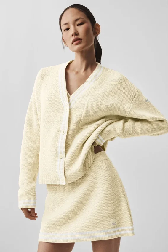 Pull en maille « Tennis Club » - Couleur avoine/blanc