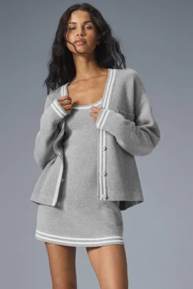 Pull en maille « Tennis Club » - Gris chiné athlétique/Blanc