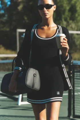 Pull en maille « Tennis Club » - Noir/Ivoire