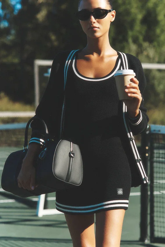 Pull en maille « Tennis Club » - Noir/Ivoire