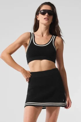 Pull en maille « Tennis Club » - Noir/Ivoire