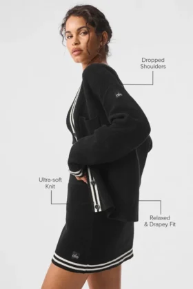 Pull en maille « Tennis Club » – Noir/Ivoire