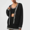 Pull en maille « Tennis Club » - Noir/Ivoire