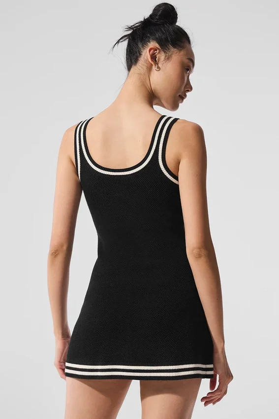 Pull en maille « Tennis Club » - Noir/Ivoire