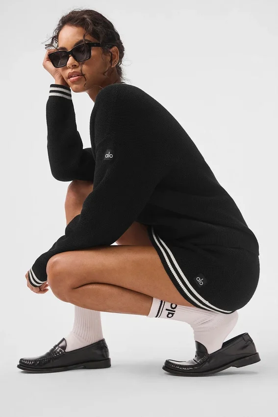 Pull en maille « Tennis Club » - Noir/Ivoire
