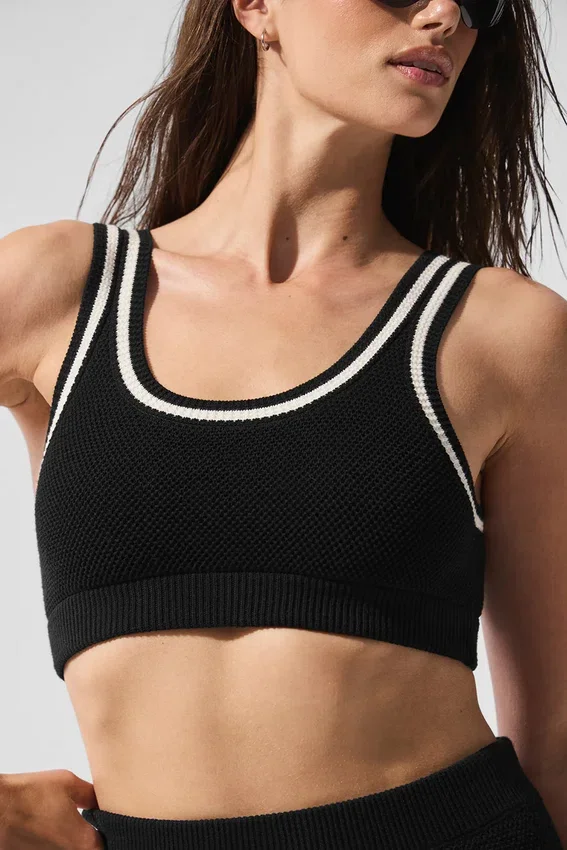 Pull en maille « Tennis Club » - Noir/Ivoire
