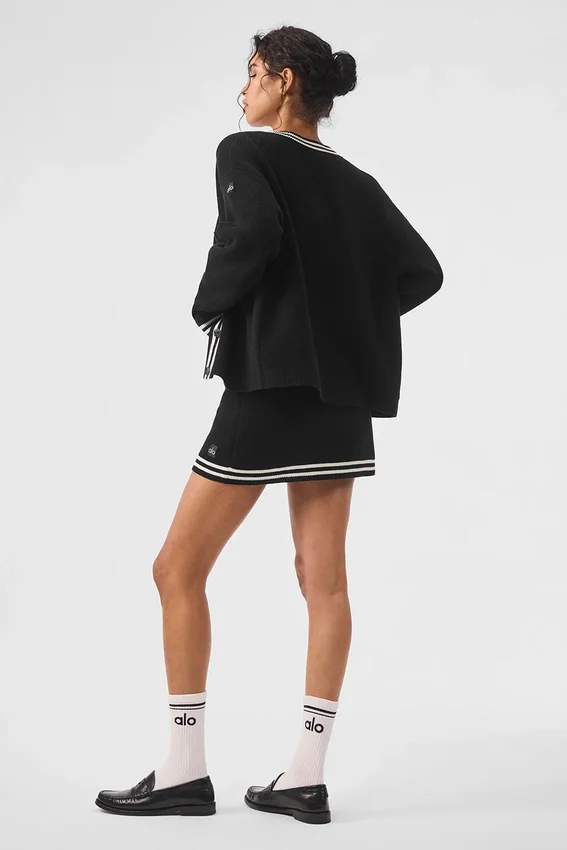 Pull en maille « Tennis Club » - Noir/Ivoire