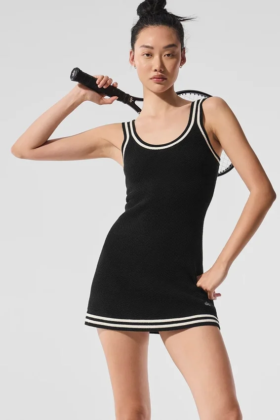 Pull en maille « Tennis Club » - Noir/Ivoire
