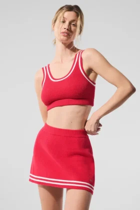 Pull en maille Tennis Club - Rouge bonbon/Blanc