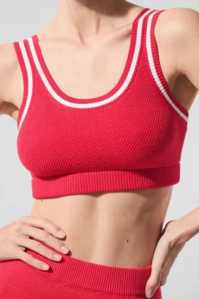 Pull en maille Tennis Club – Rouge bonbon/Blanc