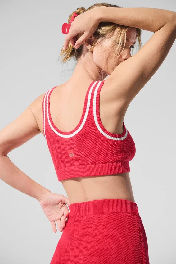 Pull en maille Tennis Club - Rouge bonbon/Blanc