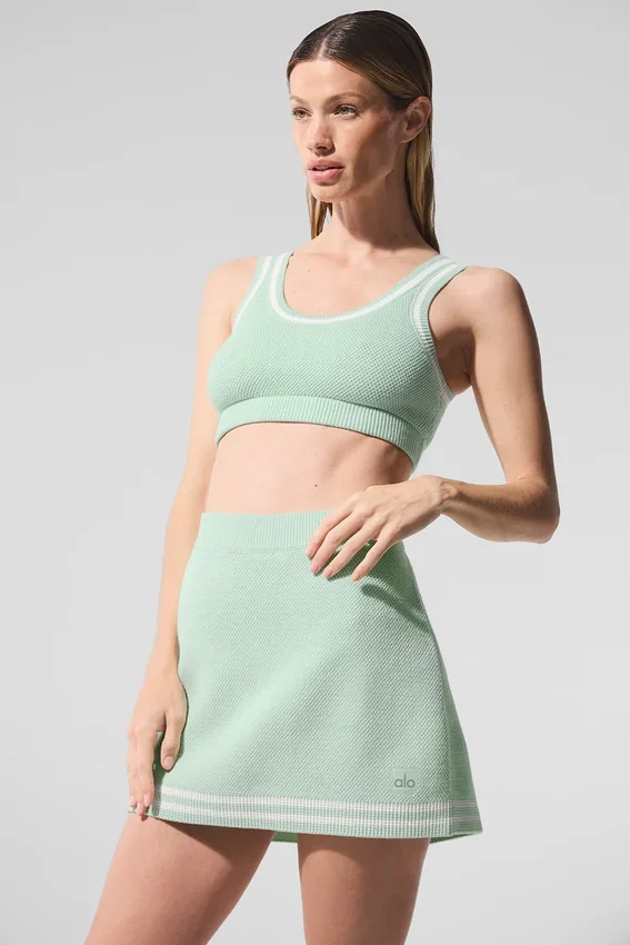 Pull en maille « Tennis Club » - Vert menthe / Blanc