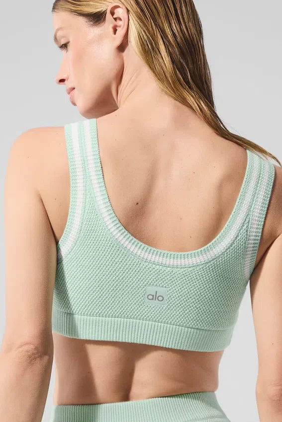 Pull en maille « Tennis Club » - Vert menthe / Blanc