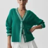 Pull en maille Tennis Club - Vert émeraude/Ivoire