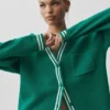 Pull en maille Tennis Club - Vert émeraude/Ivoire