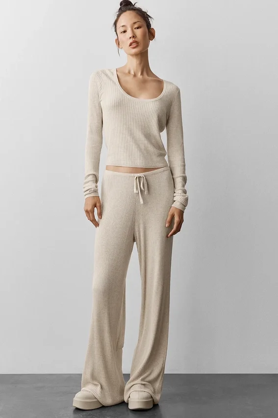 Pull en maille Unwind à manches longues - Gris chiné