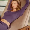 Pull en maille Unwind à manches longues - Prune