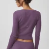 Pull en maille Unwind à manches longues - Prune