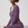 Pull en maille Unwind à manches longues - Prune