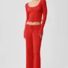 Pull en maille Unwind à manches longues - Rouge vif