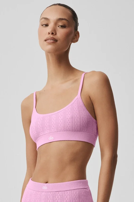 Pull en pointelle « Be Mine » - Rose bonbon