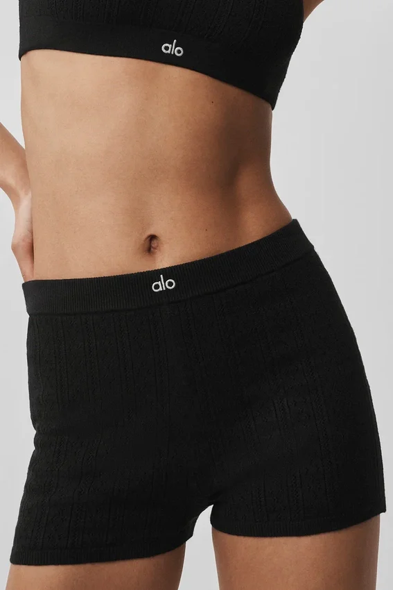 Pull en pointelle « Be Mine » Short court – Noir