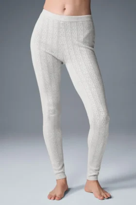 Pull en pointelle et High-Waist Leggings « Be Mine » — Gris clair chiné