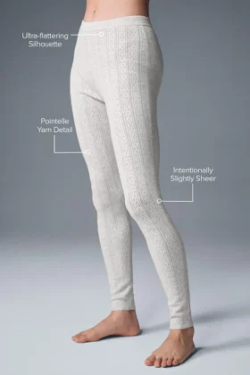 Pull en pointelle et High-Waist Leggings « Be Mine » — Gris clair chiné