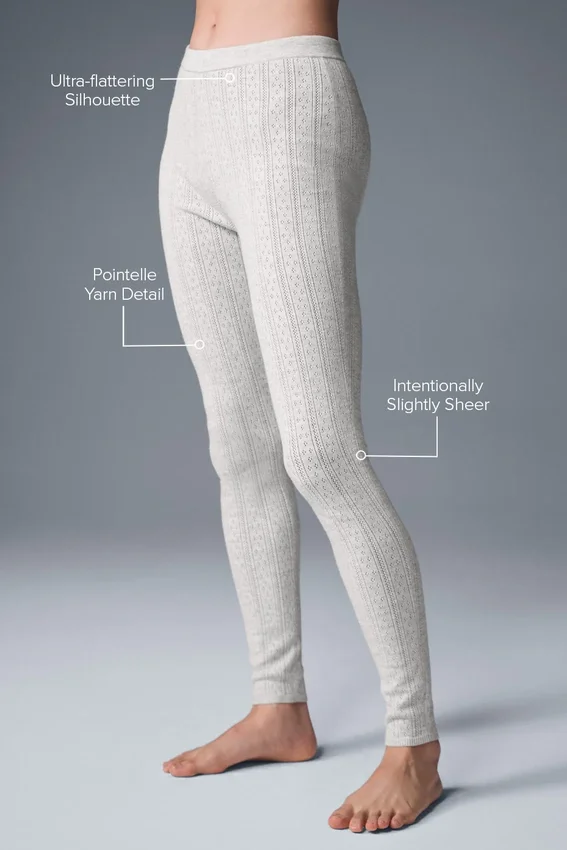 Pull en pointelle et High-Waist Leggings « Be Mine » — Gris clair chiné