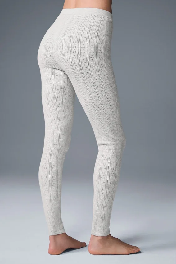 Pull en pointelle et High-Waist Leggings « Be Mine » — Gris clair chiné