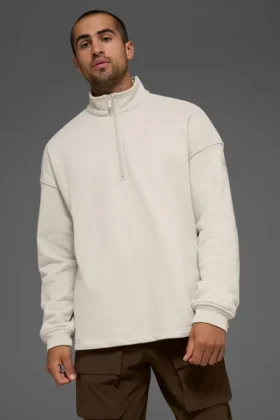 Pull à fermeture éclair 1/4 Renown Heavy Weight - Beige
