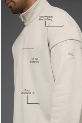 Pull à fermeture éclair 1/4 Renown Heavy Weight – Beige
