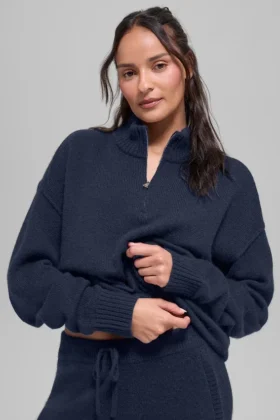 Pull à fermeture éclair 1/4 « Wool Cashmere New Class » - Bleu marine
